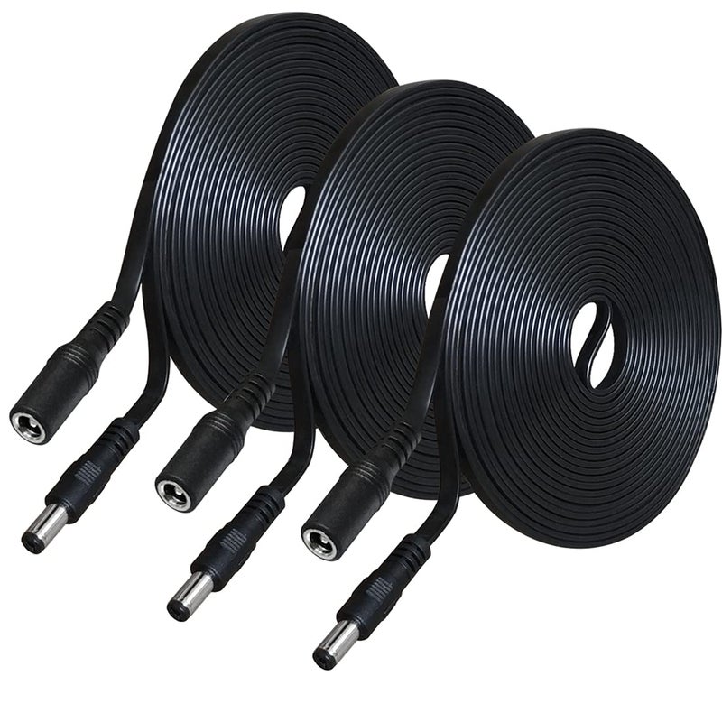 SIOCEN 3-Pack 20ft DC Extension Cord 5.5mm x 2.1mm Male to Female Power Cable,12v DC Supply Adapter Plug Cable for CCTV Security Surveillance Indoor IP Camera - Image 1